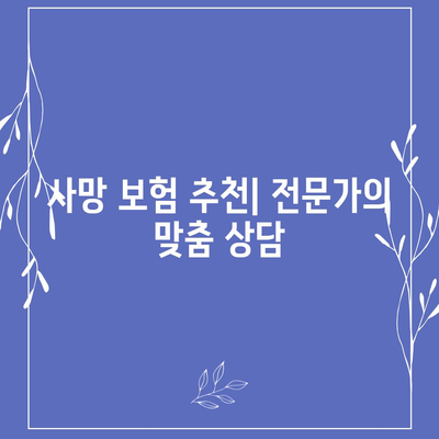 사망 보험 문의| 나에게 맞는 보장, 어떻게 찾을까? | 보험 비교, 추천, 전문가 상담