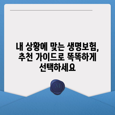 나에게 맞는 생명 보험 찾기| 핵심 비교 & 추천 가이드 | 생명 보험, 보장 분석, 보험료 비교