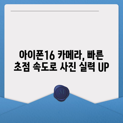 아이폰16 후면 카메라, 더 빠른 초점 속도로 결정적인 순간 포착