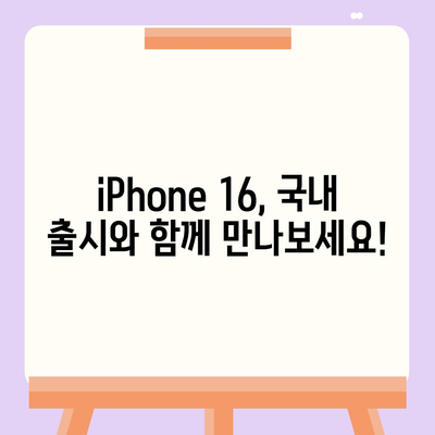 iPhone 16 국내 출시일 및 사전 예약 일정