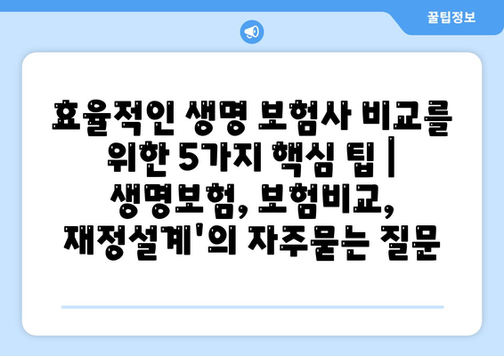 효율적인 생명 보험사 비교를 위한 5가지 핵심 팁 | 생명보험, 보험비교, 재정설계