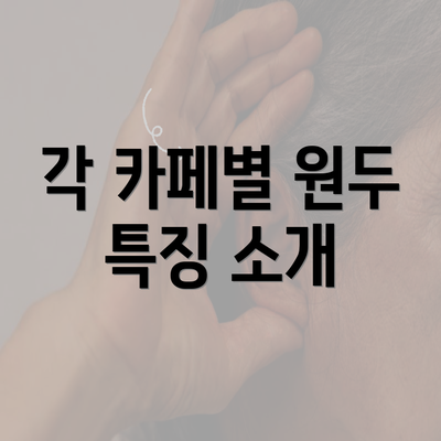 각 카페별 원두 특징 소개