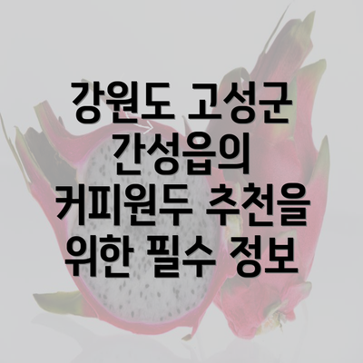 강원도 고성군 간성읍의 커피원두 추천을 위한 필수 정보