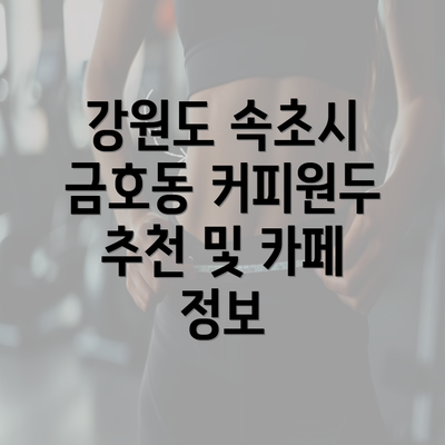 강원도 속초시 금호동 커피원두 추천 및 카페 정보