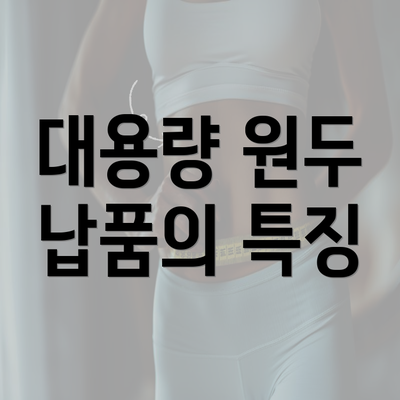 대용량 원두 납품의 특징