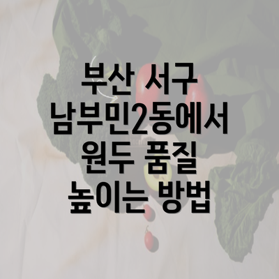 부산 서구 남부민2동에서 원두 품질 높이는 방법