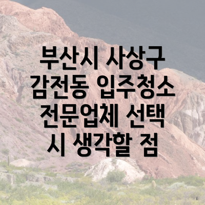 부산시 사상구 감전동 입주청소 전문업체 선택 시 생각할 점