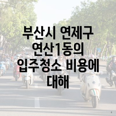 부산시 연제구 연산1동의 입주청소 비용에 대해