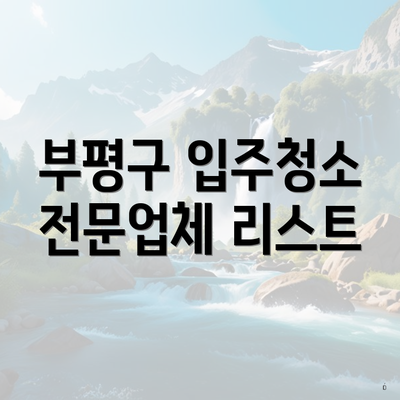 부평구 입주청소 전문업체 리스트