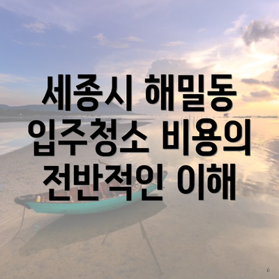 세종시 해밀동 입주청소 비용의 전반적인 이해