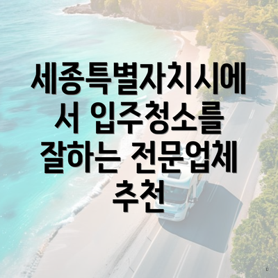 세종특별자치시에서 입주청소를 잘하는 전문업체 추천