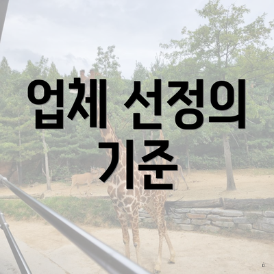 업체 선정의 기준