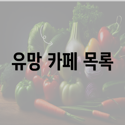 유망 카페 목록