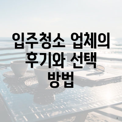 입주청소 업체의 후기와 선택 방법