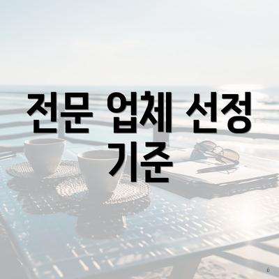 전문 업체 선정 기준