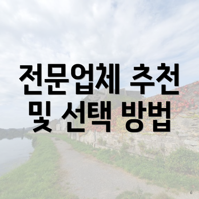 전문업체 추천 및 선택 방법