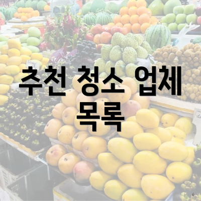 추천 청소 업체 목록