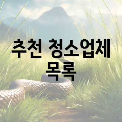 추천 청소업체 목록