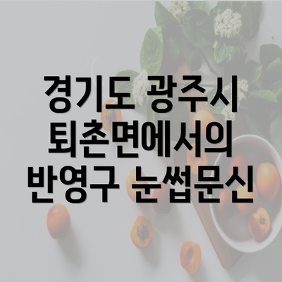 경기도 광주시 퇴촌면에서의 반영구 눈썹문신