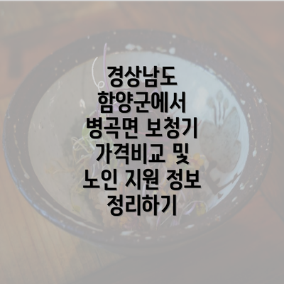 경상남도 함양군에서 병곡면 보청기 가격비교 및 노인 지원 정보 정리하기