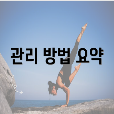 관리 방법 요약