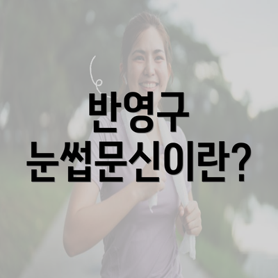 반영구 눈썹문신이란?