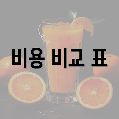 비용 비교 표