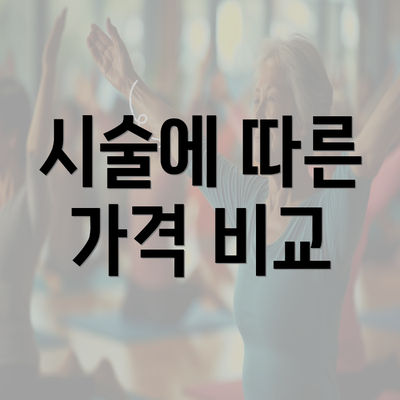 시술에 따른 가격 비교