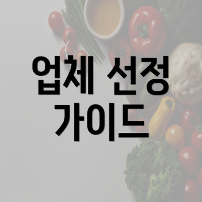 업체 선정 가이드