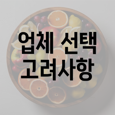 업체 선택 고려사항