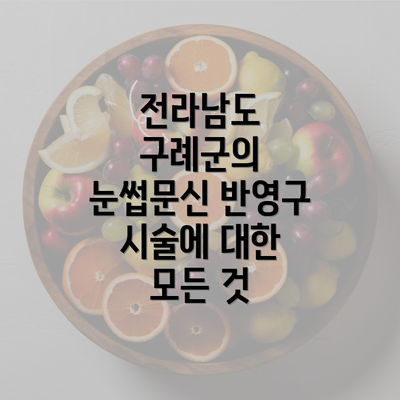 전라남도 구례군의 눈썹문신 반영구 시술에 대한 모든 것