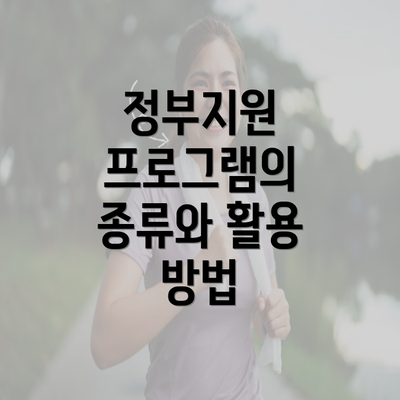 정부지원 프로그램의 종류와 활용 방법