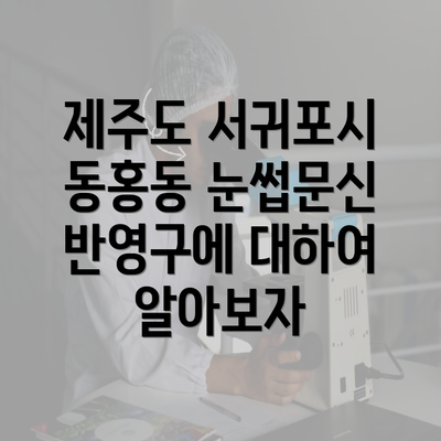 제주도 서귀포시 동홍동 눈썹문신 반영구에 대하여 알아보자