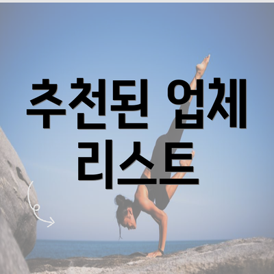 추천된 업체 리스트