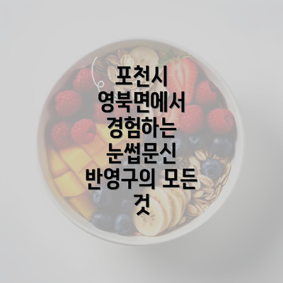 포천시 영북면에서 경험하는 눈썹문신 반영구의 모든 것