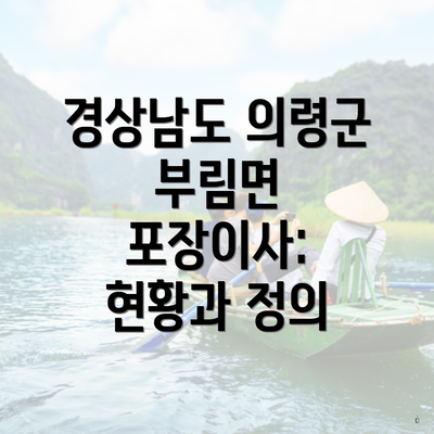 경상남도 의령군 부림면 포장이사: 현황과 정의