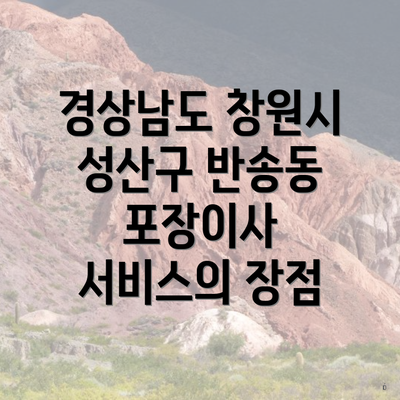 경상남도 창원시 성산구 반송동 포장이사 서비스의 장점