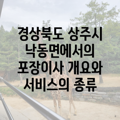 경상북도 상주시 낙동면에서의 포장이사 개요와 서비스의 종류