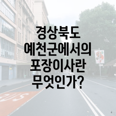 경상북도 예천군에서의 포장이사란 무엇인가?