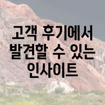 고객 후기에서 발견할 수 있는 인사이트