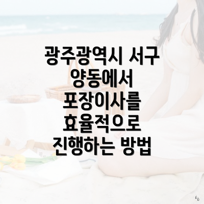 광주광역시 서구 양동에서 포장이사를 효율적으로 진행하는 방법