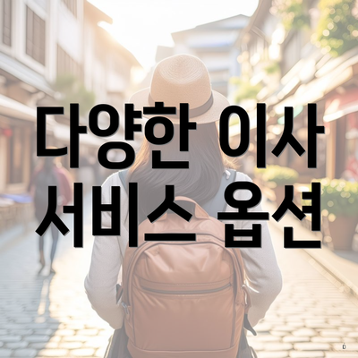 다양한 이사 서비스 옵션