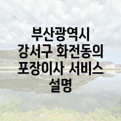 부산광역시 강서구 화전동의 포장이사 서비스 설명