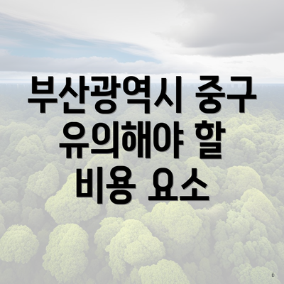 부산광역시 중구 유의해야 할 비용 요소