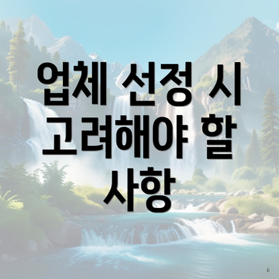 업체 선정 시 고려해야 할 사항