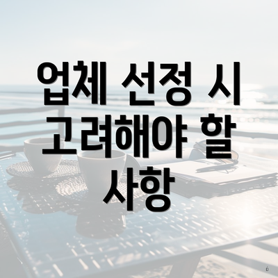 업체 선정 시 고려해야 할 사항