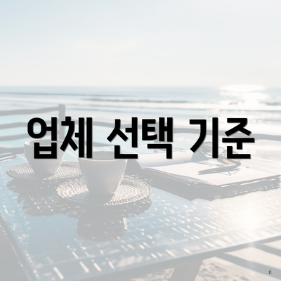 업체 선택 기준