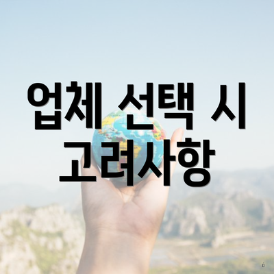 업체 선택 시 고려사항