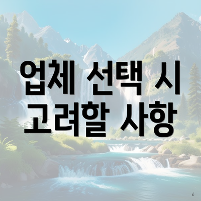 업체 선택 시 고려할 사항