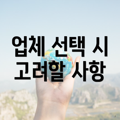 업체 선택 시 고려할 사항